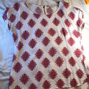 Pink and white floral top